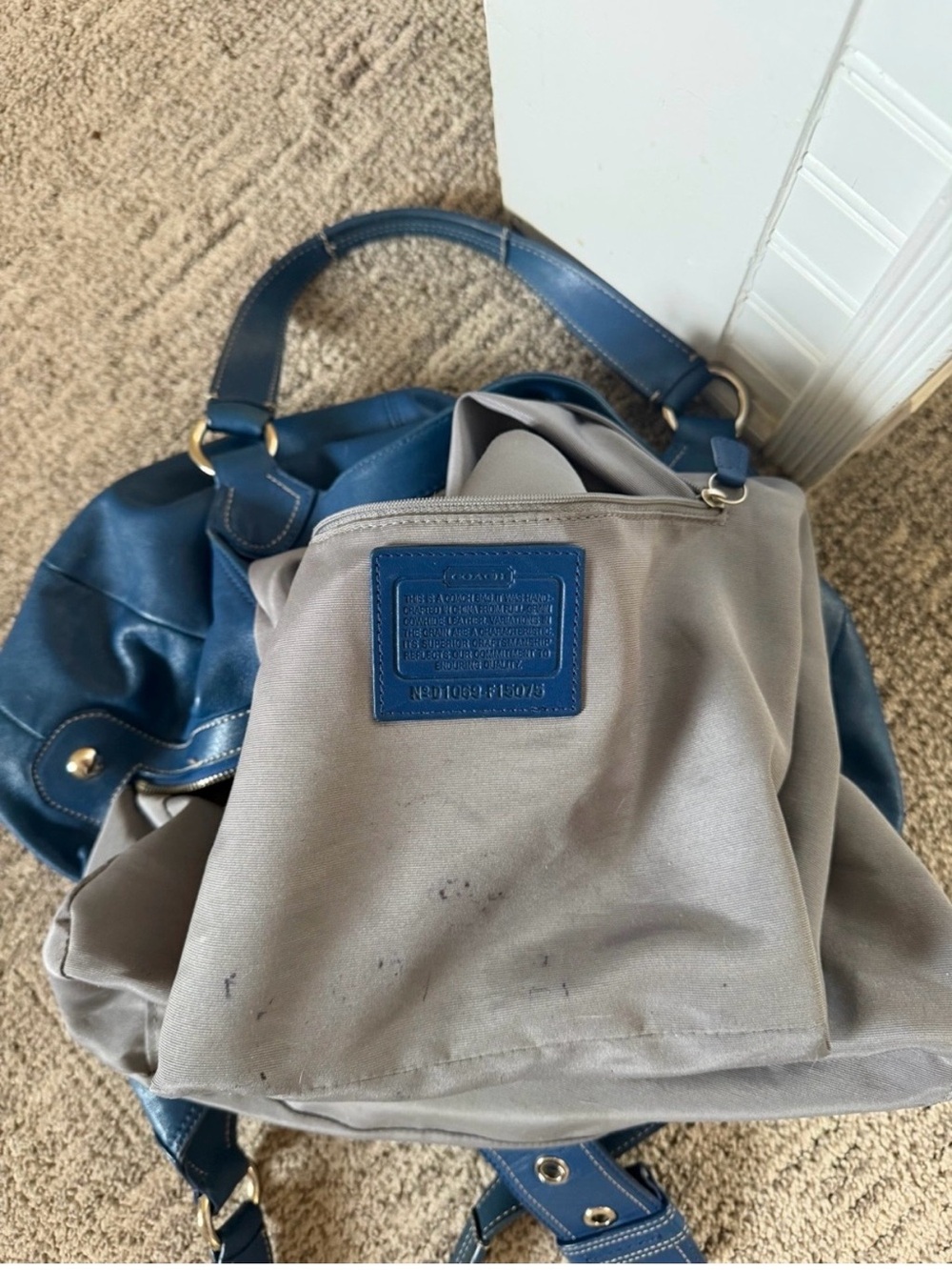 Coach Soho Pleated Leather Lynn Large Hobo Blue F15075 - Picture 9 of 16